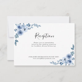 tarjeta de recepción de boda de flores de acuarela