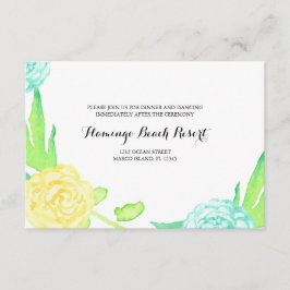 Tarjeta de recepción de boda de flores de verano e