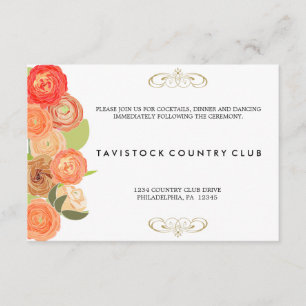 Tarjeta de Recepción de Boda de Flores en Cascada
