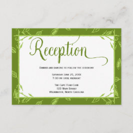 Tarjeta de recepción de boda de hojas verdes