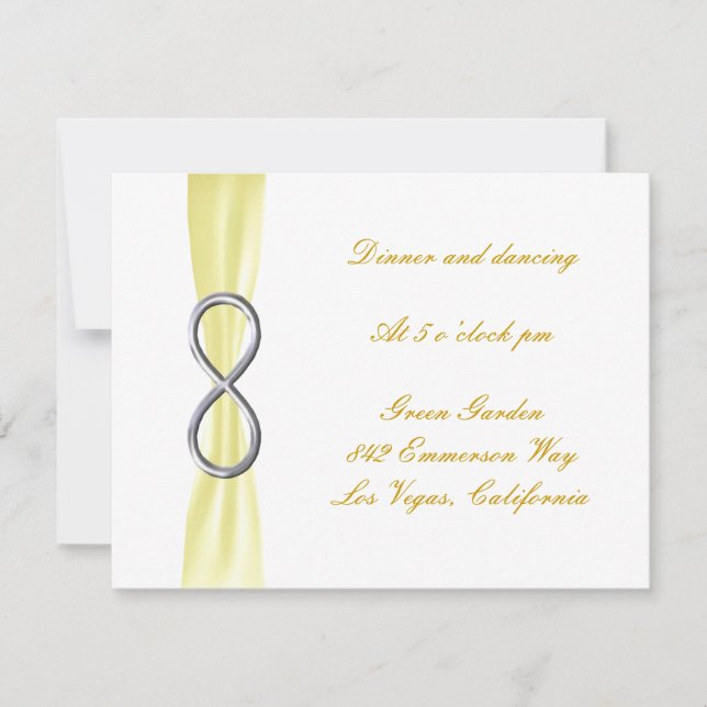 Tarjeta de recepción de boda de infinito amarillo (Anverso)