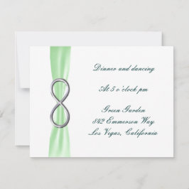 Tarjeta de recepción de boda de infinito verde