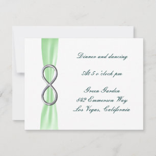 Tarjeta de recepción de boda de infinito verde