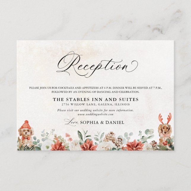 Tarjeta de recepción de boda de invierno (Anverso)