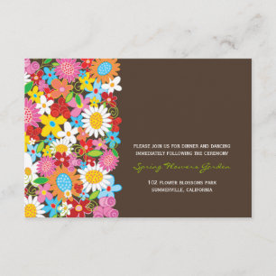 Tarjeta de recepción de boda de jardín de flores d