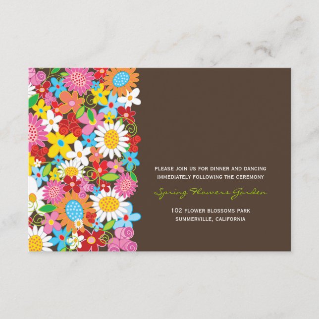 Tarjeta de recepción de boda de jardín de flores d (Anverso)