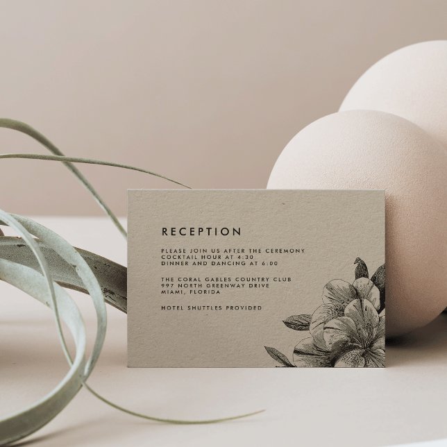 Tarjeta de recepción de boda de Kraft floral (Subido por el creador)