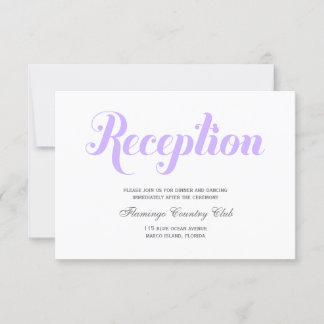 Tarjeta de recepción de boda de lavanda
