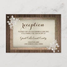 Tarjeta de recepción de boda de madera rústica, ar