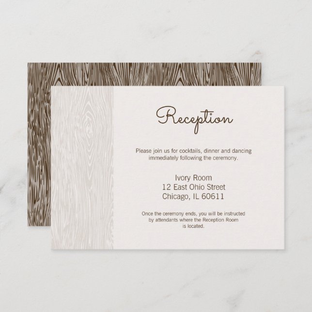 Tarjeta de Recepción de Boda de Madera Rústica Mod (Anverso / Reverso)