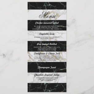 Tarjeta de recepción de boda de mármol negro y bla