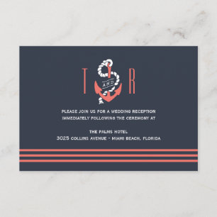 Tarjeta de recepción de boda de Moda náutica