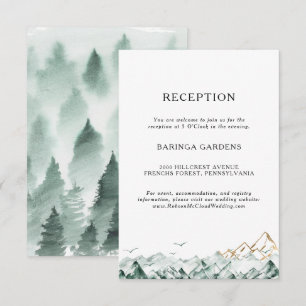 Tarjeta de recepción de Boda de Montaña Verde y Or