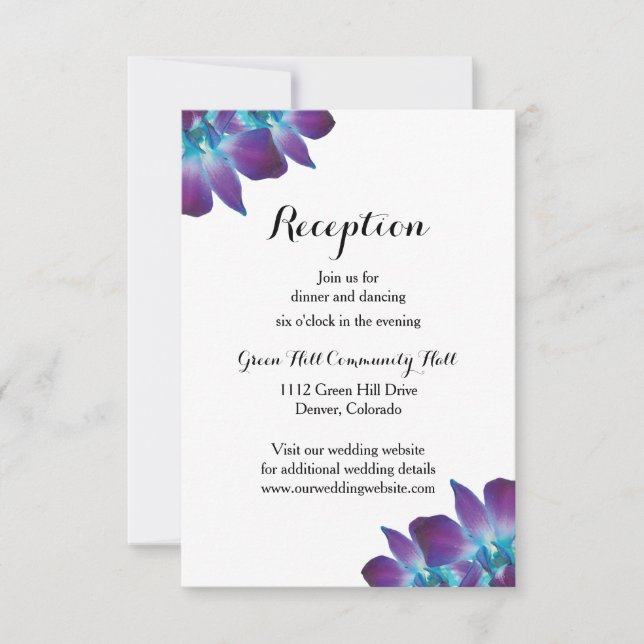 Tarjeta de recepción de boda de orquídea Dendrobiu (Anverso)