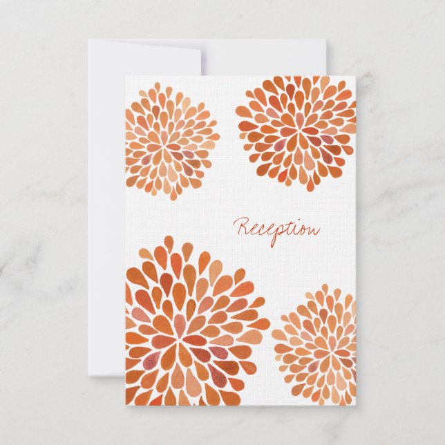 Tarjeta de recepción de boda de otoño de flores en (Anverso)