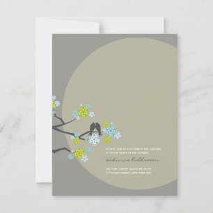 Tarjeta de recepción de boda de pájaros de amor de
