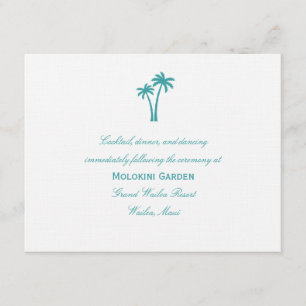 Tarjeta de recepción de boda de palmeras - Blanco/