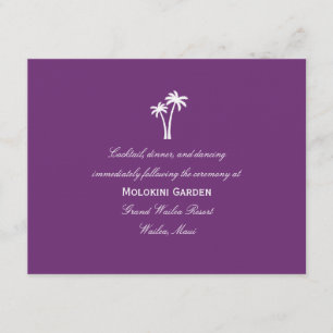 Tarjeta de recepción de boda de palmeras - Morado