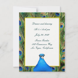 Tarjeta de recepción de boda de pavo real