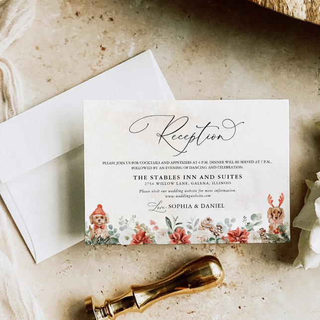 Tarjeta de recepción de Boda de Pinecone Verde Roj (Subido por el creador)
