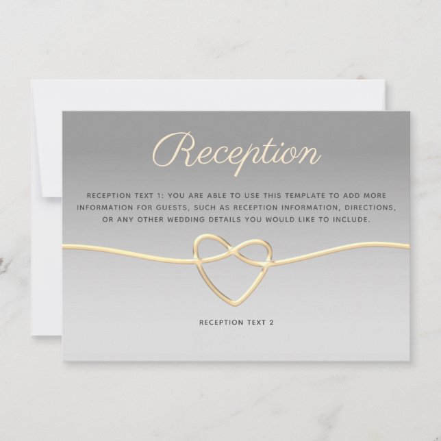 Tarjeta de recepción de boda de plata y oro (Anverso)