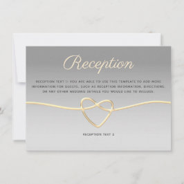 Tarjeta de recepción de boda de plata y oro