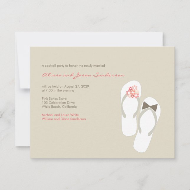 Tarjeta de Recepción de Boda de Playa de Sr. y Sra (Anverso)