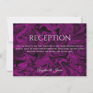 Tarjeta de recepción de boda de púrpura real y gri