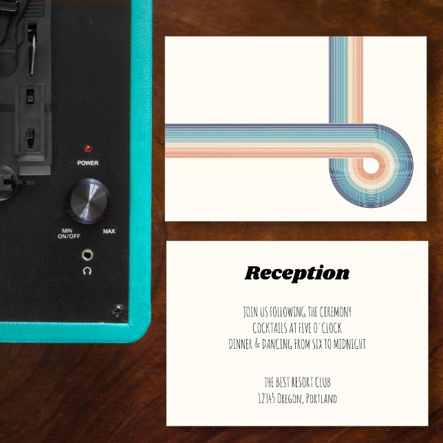 Tarjeta de Recepción de Boda de Rayas Coloridas Re (Subido por el creador)