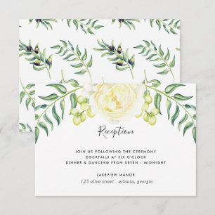 Tarjeta de Recepción de Boda de Rosas y Aceitunas