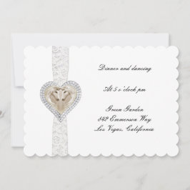 Tarjeta de recepción de boda de unicornio y encaje