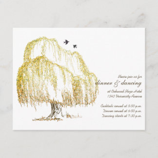 Tarjeta de Recepción de Boda del Árbol Sauce de Ot