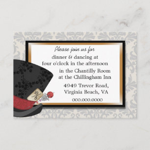 Tarjeta de recepción de boda del Sombrerero Loco