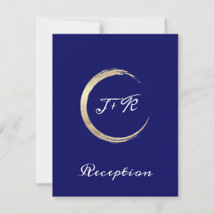 Tarjeta de recepción de boda dorada minimalista az