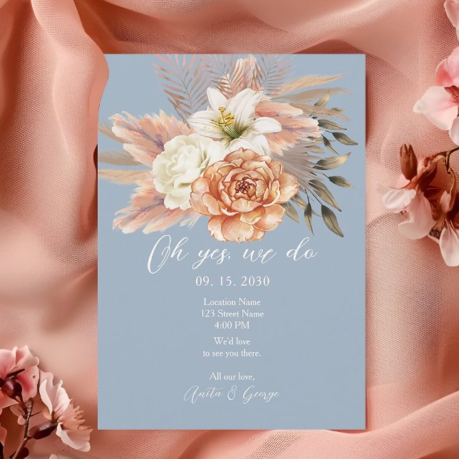 Tarjeta de recepción de boda Dusty Blue Peach (Subido por el creador)