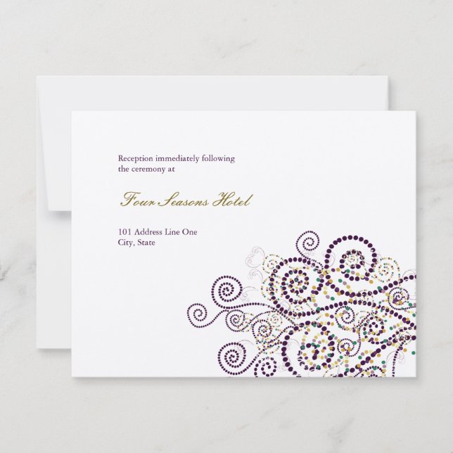 Tarjeta de recepción de boda elegante boho espiral (Anverso)