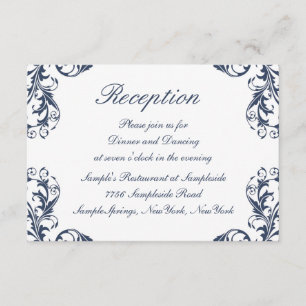 Tarjeta de recepción de boda elegante de damasco
