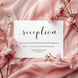 Tarjeta de recepción de boda elegante en blanco y 