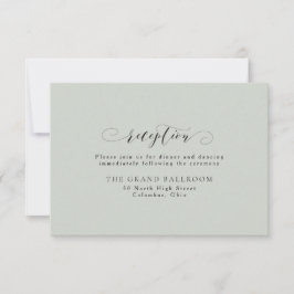 Tarjeta de recepción de boda elegante simple verde