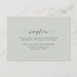 Tarjeta de recepción de boda elegante simple verde