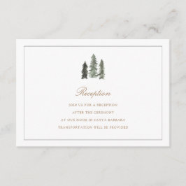 Tarjeta de recepción de boda en bosque de pinos