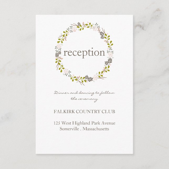 Tarjeta de recepción de boda en el bosque (Anverso)