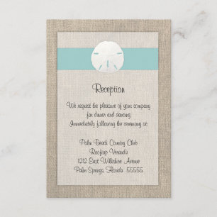 Tarjeta de recepción de boda en la playa de dólar
