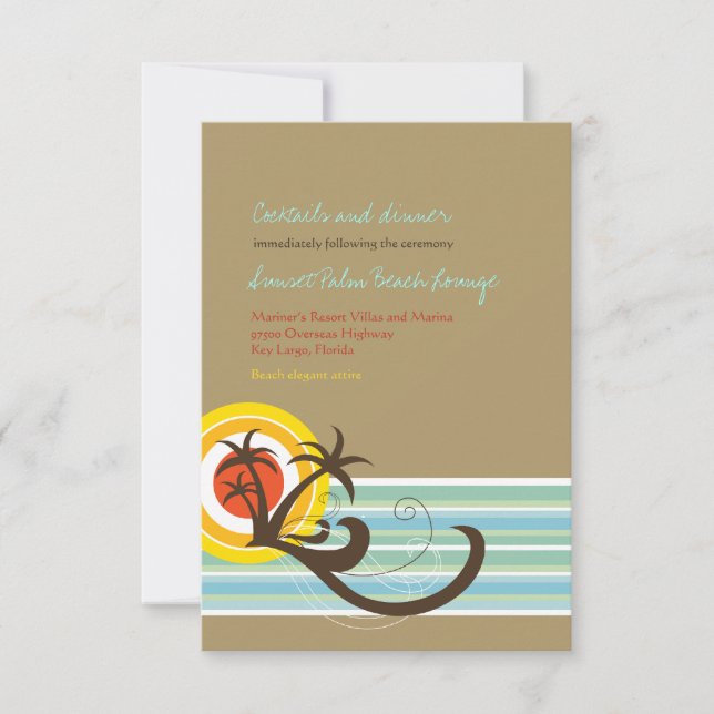 Tarjeta de recepción de boda en la playa de vacaci (Anverso)
