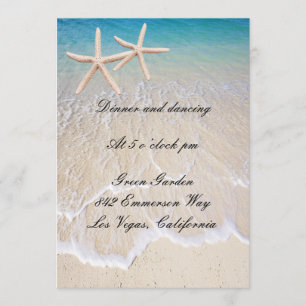Tarjeta de Recepción de Boda en la Playa Starfish