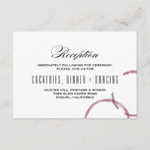 Tarjeta de recepción de boda en viñedo de Bodegas
