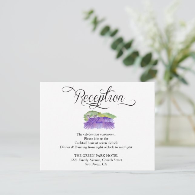 Tarjeta de recepción de boda en viñedo toscano (Anverso de pie)