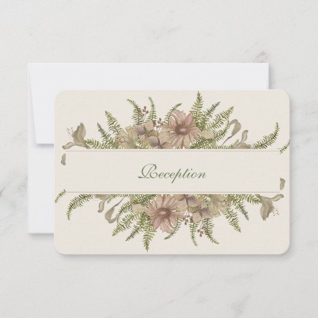 Tarjeta de recepción de boda floral acuarela Ginkg (Anverso)