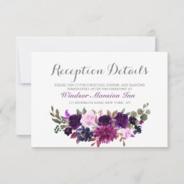 Tarjeta de recepción de boda floral de lavanda púr