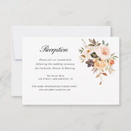 tarjeta de recepción de boda floral de otoño